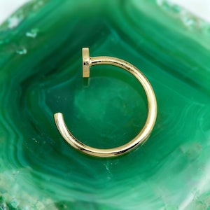 Gold Nose Hoop: Handcrafted 14K Yellow, Rose, White (6-10mm)