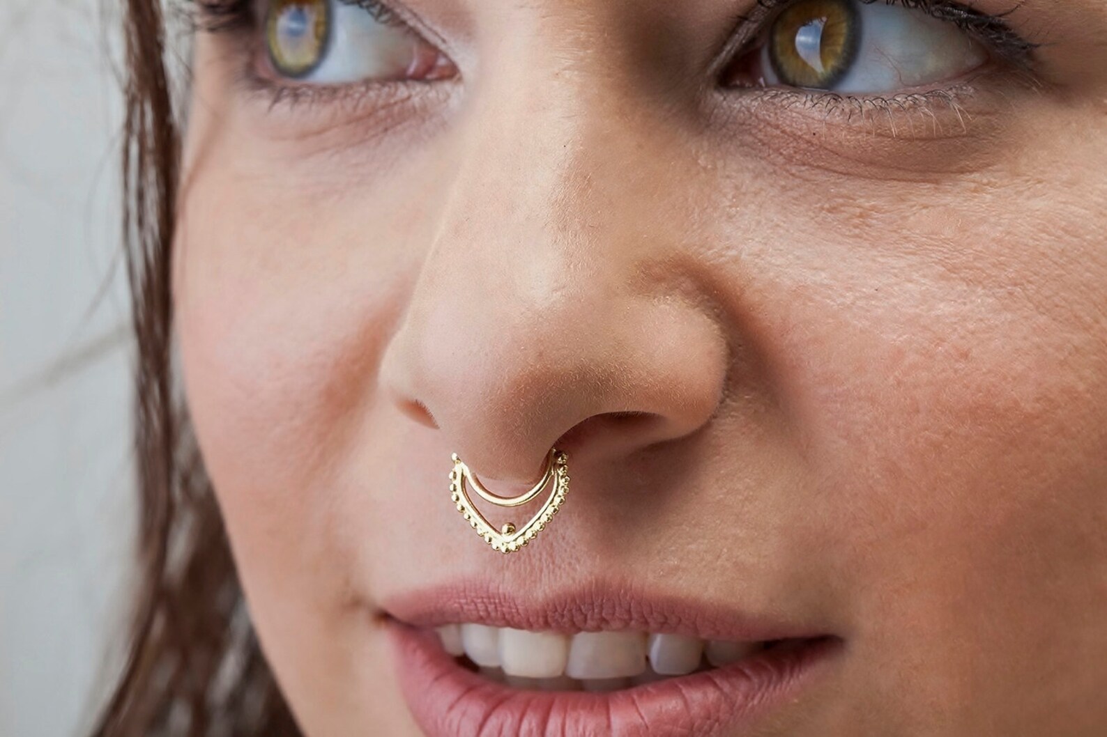Large Septum Ring 16g Septum Piercing Solid 14k Gold Septum image 0.
