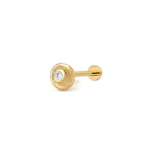 Tragus Piercing Earring: 14k Gold Diamond Stud (Tiny Size)
