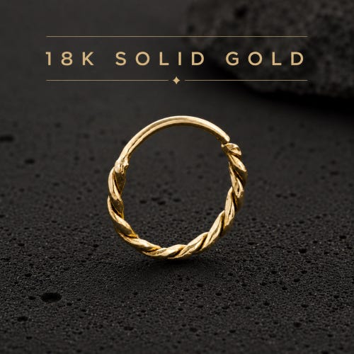Braided 18k Gold Nose Ring: Twisted Seamless Hoop - Etsy