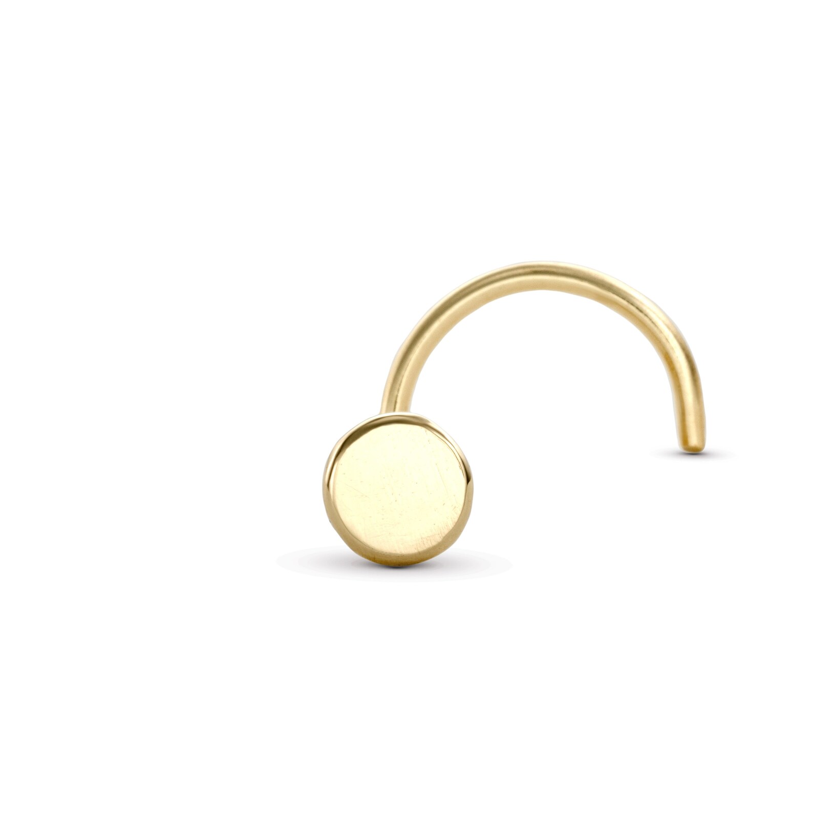 Flat Nose Stud Disk Nose Stud Gold Round Nose Stud Real Etsy