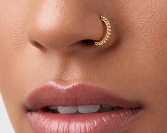 Indian Nose Ring: Solid Gold Dainty Hoop (14k, Handmade)