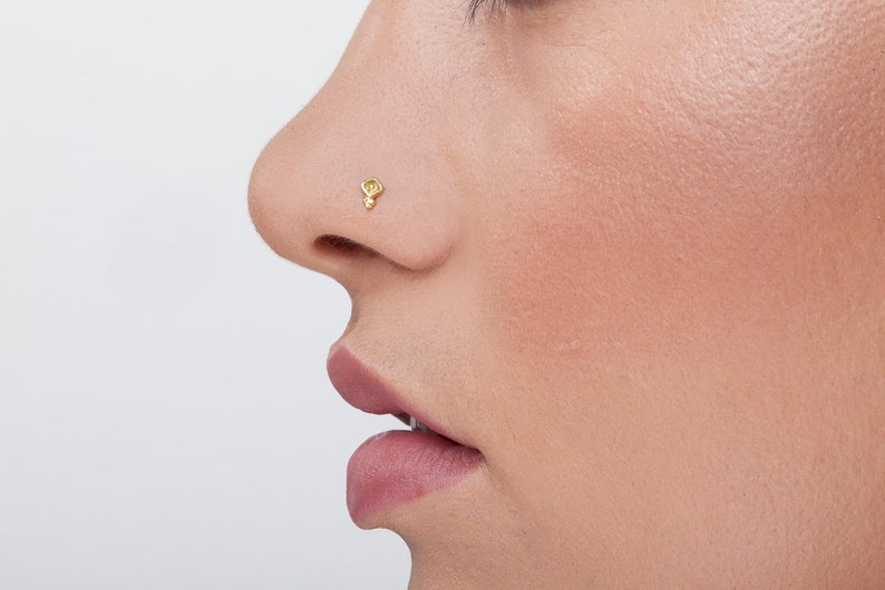 Small Indian Nose Pin 14k Solid Gold Nose Stud Indian Nose Etsy