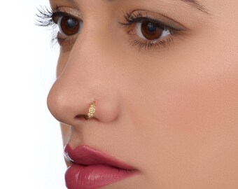 Gold Nose Ring, Flower Nose Hoop, Nose Ring Hoop, Gold 14k Piercing, Flower  Jewelry, Nose Ring, Nose Ring Gold, Intircate Jewelry, SKU 174