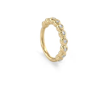 Piercing de nariz de diamantes: Oro macizo de 14 quilates con diamantes auténticos