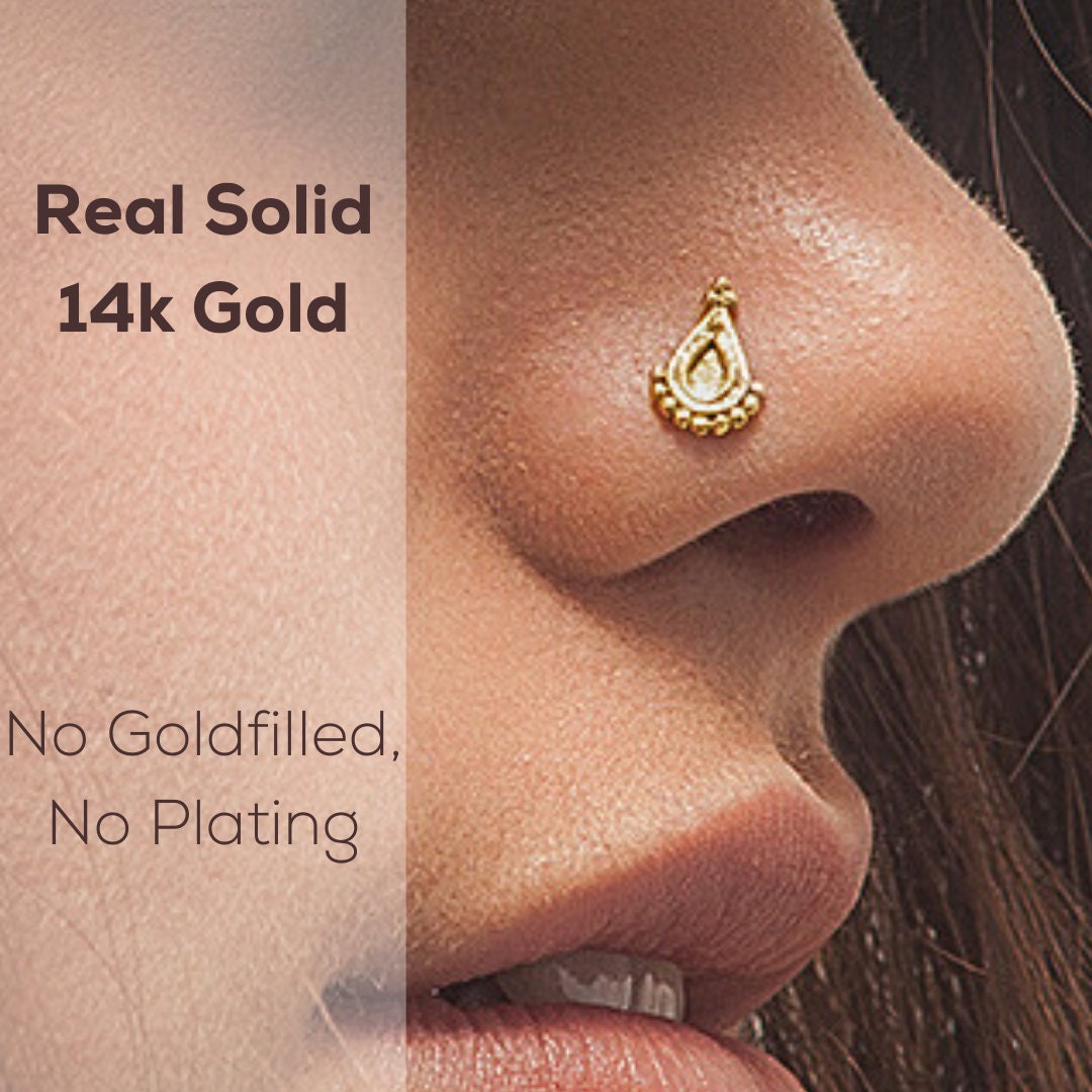 Tiny Ball 14K Gold Nose Ring Twist – FreshTrends