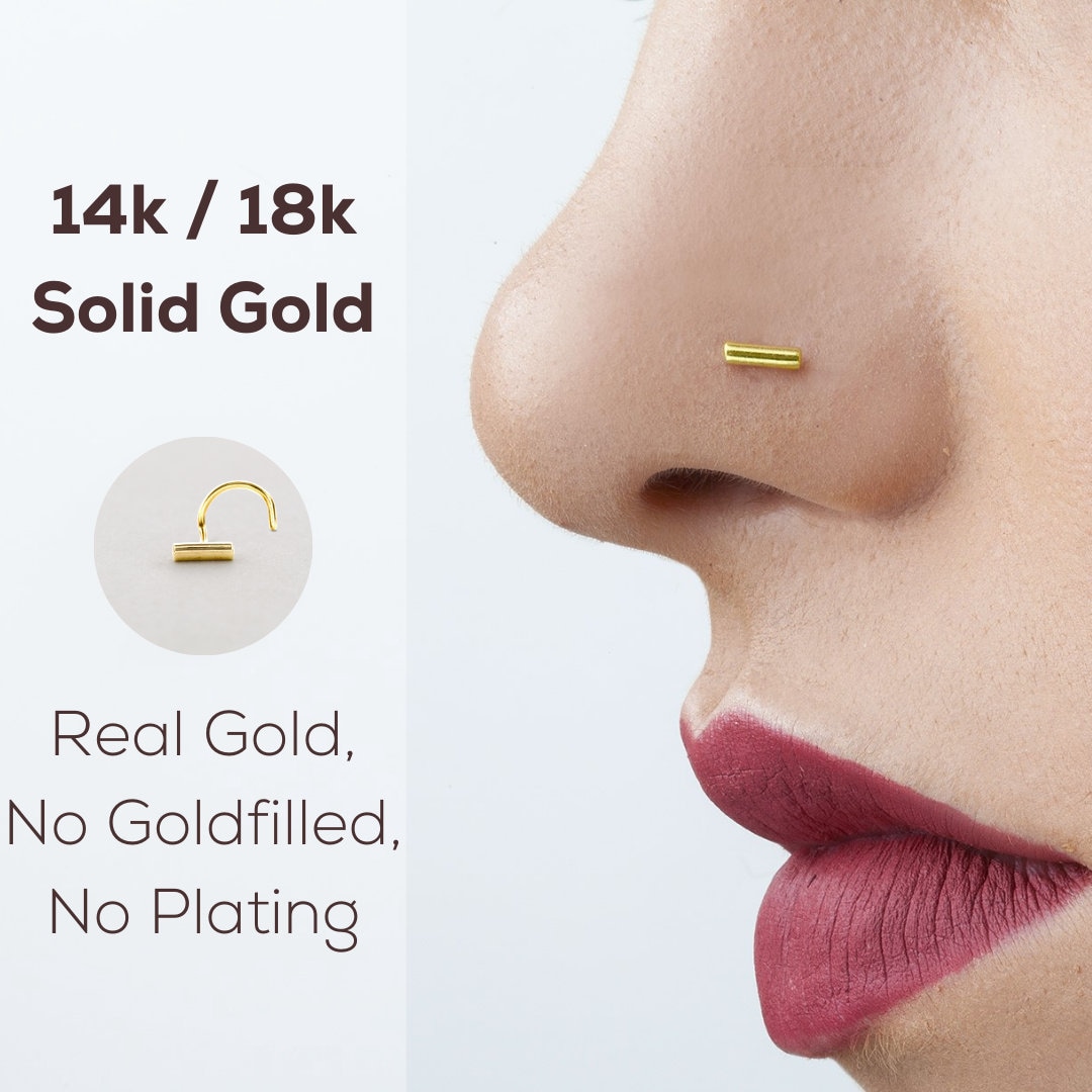 Minimalist Nose Stud Bar Nose Stud 14k Gold Nose Stud Simple Nose Ring Small Nose Pin White Gold Nose Stud 18k Gold Nose Stud SKU 122 Etsy Canada