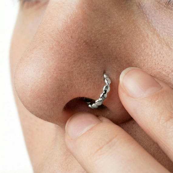 Nose Ring Jewelry: Solid White Gold - Dainty, Endless Hoop