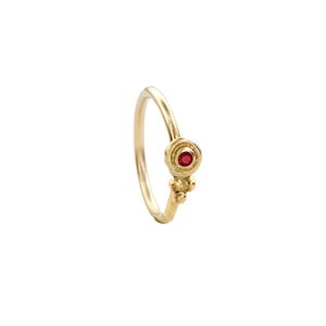 Indian Style Nose Ring: Solid 14k Gold with Ruby Stone - Rose, White, Yellow
