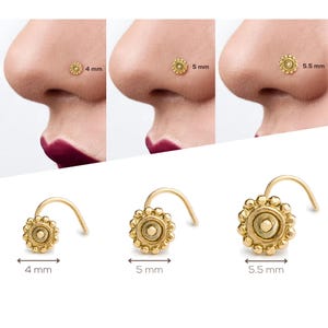 Indian Nose Stud, Small Nose Screw, Large Nose Pin, Bold Nose Ring, 14k Gold Nose Stud, Real gold Nose Stud, Solid Gold Nose Ring