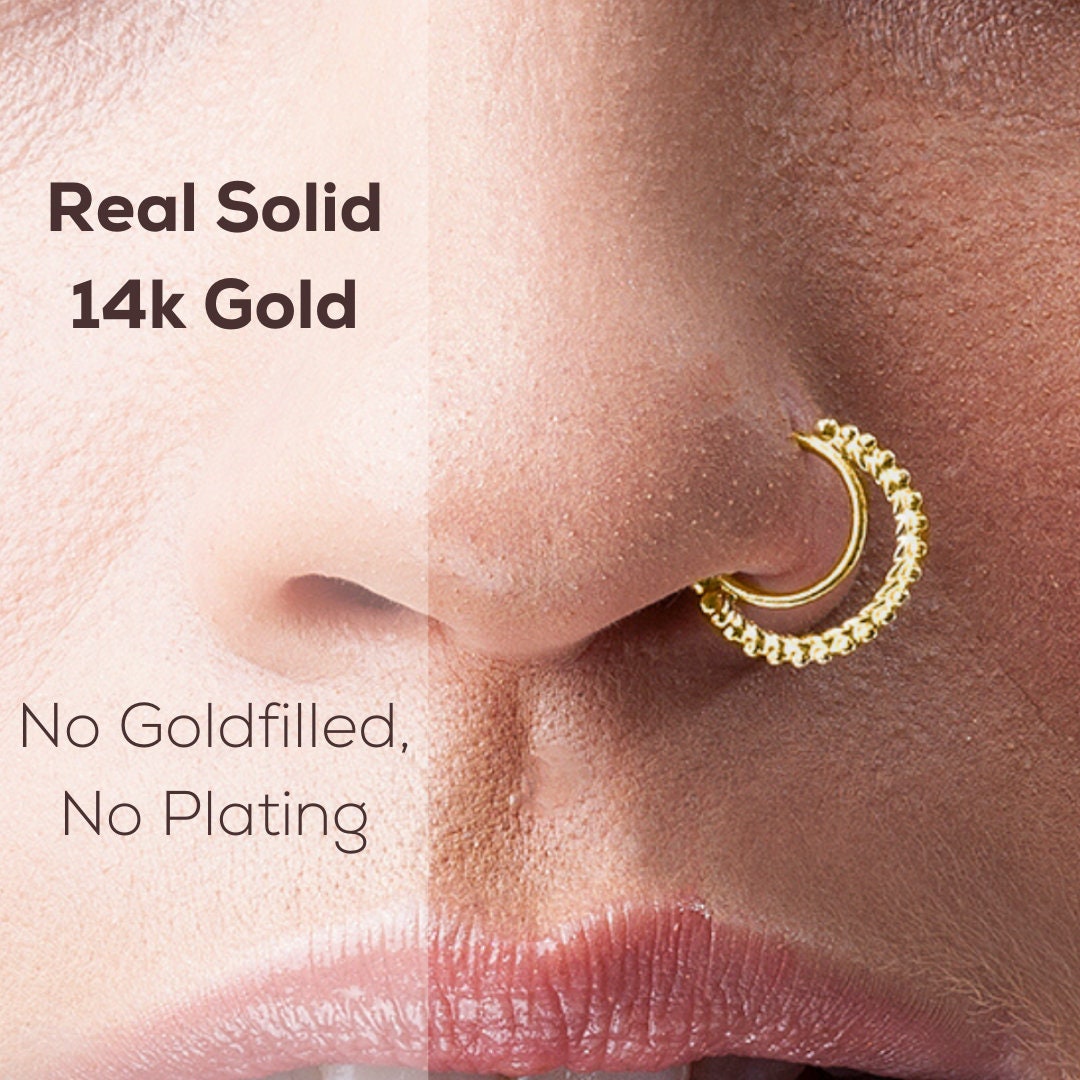 14k Gold Filled 20G Double Hoop Nose Ring for Single Piercing Nose Jewelry  | eBay