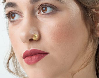 Nose Ring: Large Solid Gold Indian Style - 14k Handmade