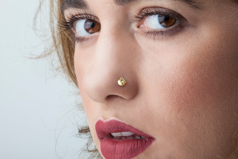 Indian Nose Stud Nose Pin Nose Stud Ring Nose Stud Nose Studs Gold Nose Stud 14 Karat Solid Gold Nose Bling