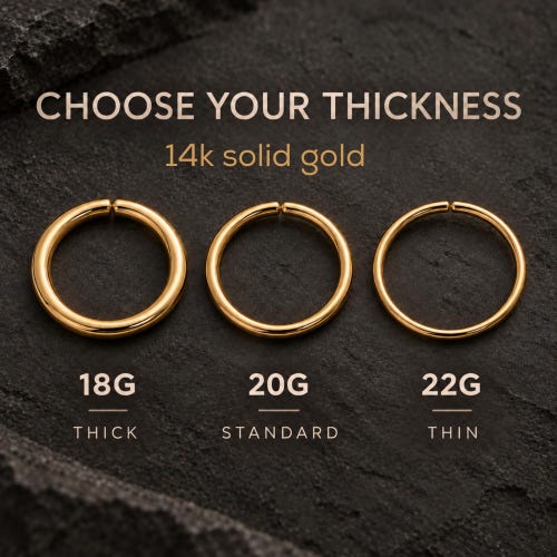 Näsring i massivt 14K guld | Elegant näsring | Gult, rosé- och vitt guld | 16G 18G 20G 22G | 6–10 mm