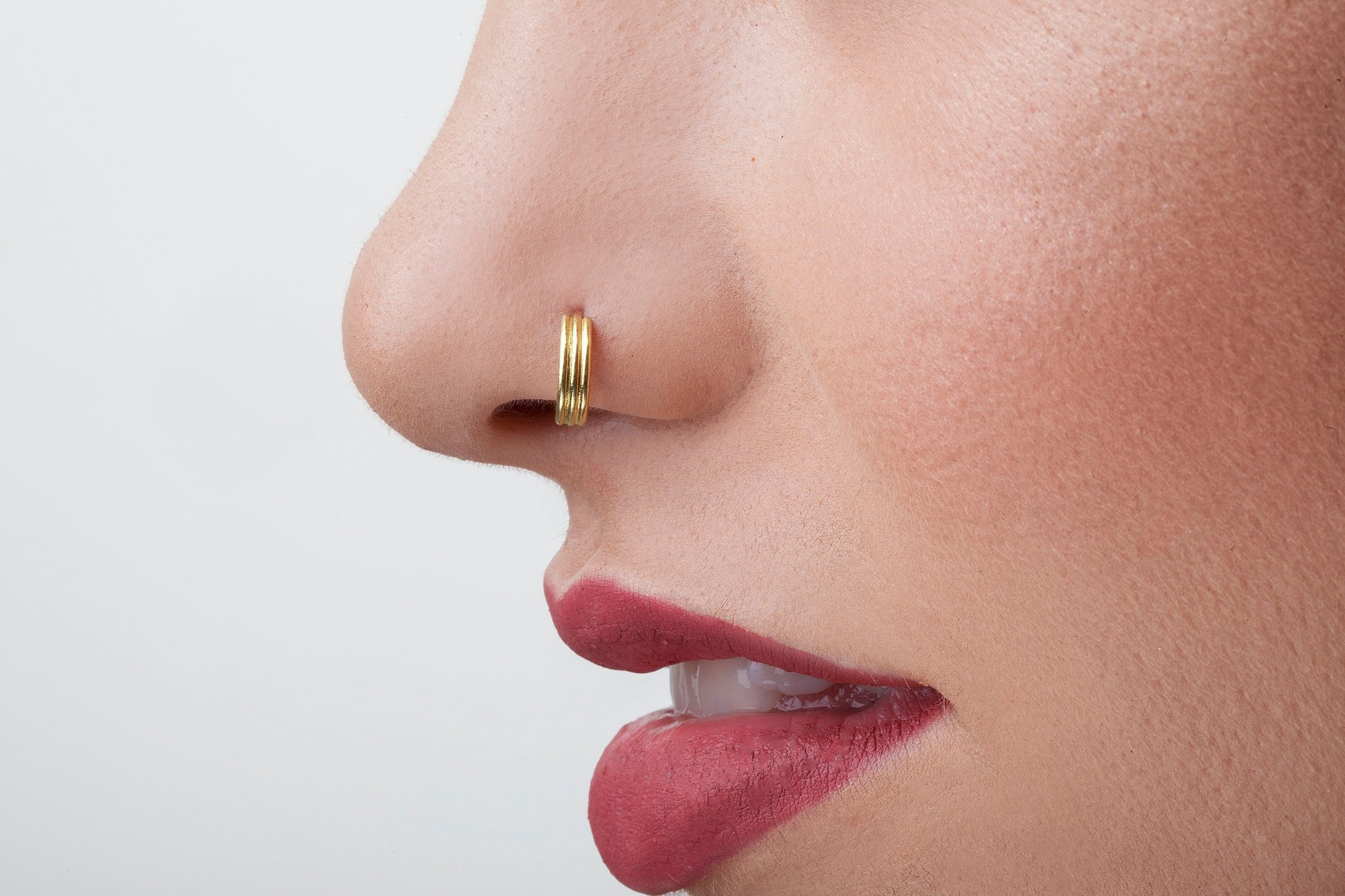 Gold Nose Ring Real Gold Nose Hoop Minimalist 14k Nose Piercing Hoop Nose Ring Thick Nose Ring 14 Karat Nose Hoop Nose Ring Gift Etsy