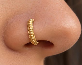 Indian Nose Ring: 14k Gold Nose Hoop in Yellow, Rose, or White