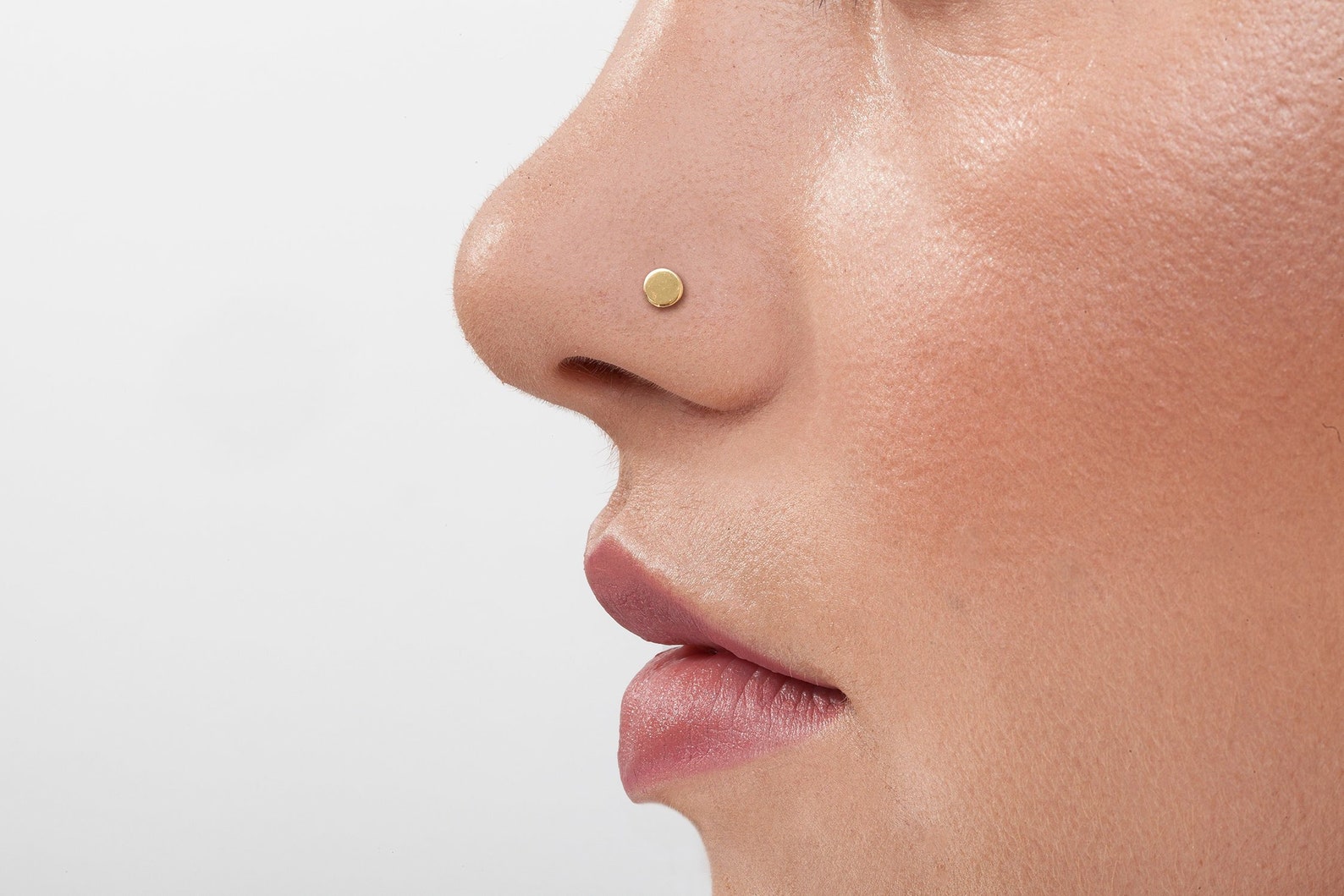 Flat Nose Stud Disk Nose Stud Gold Round Nose Stud Real Etsy