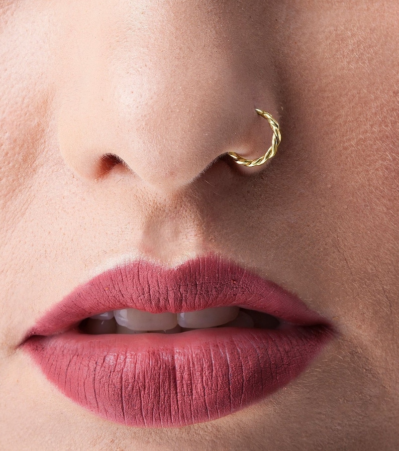Gold Nose Ring 14k Nose Ring Gold Nose Ring Solid Gold Nose Etsy