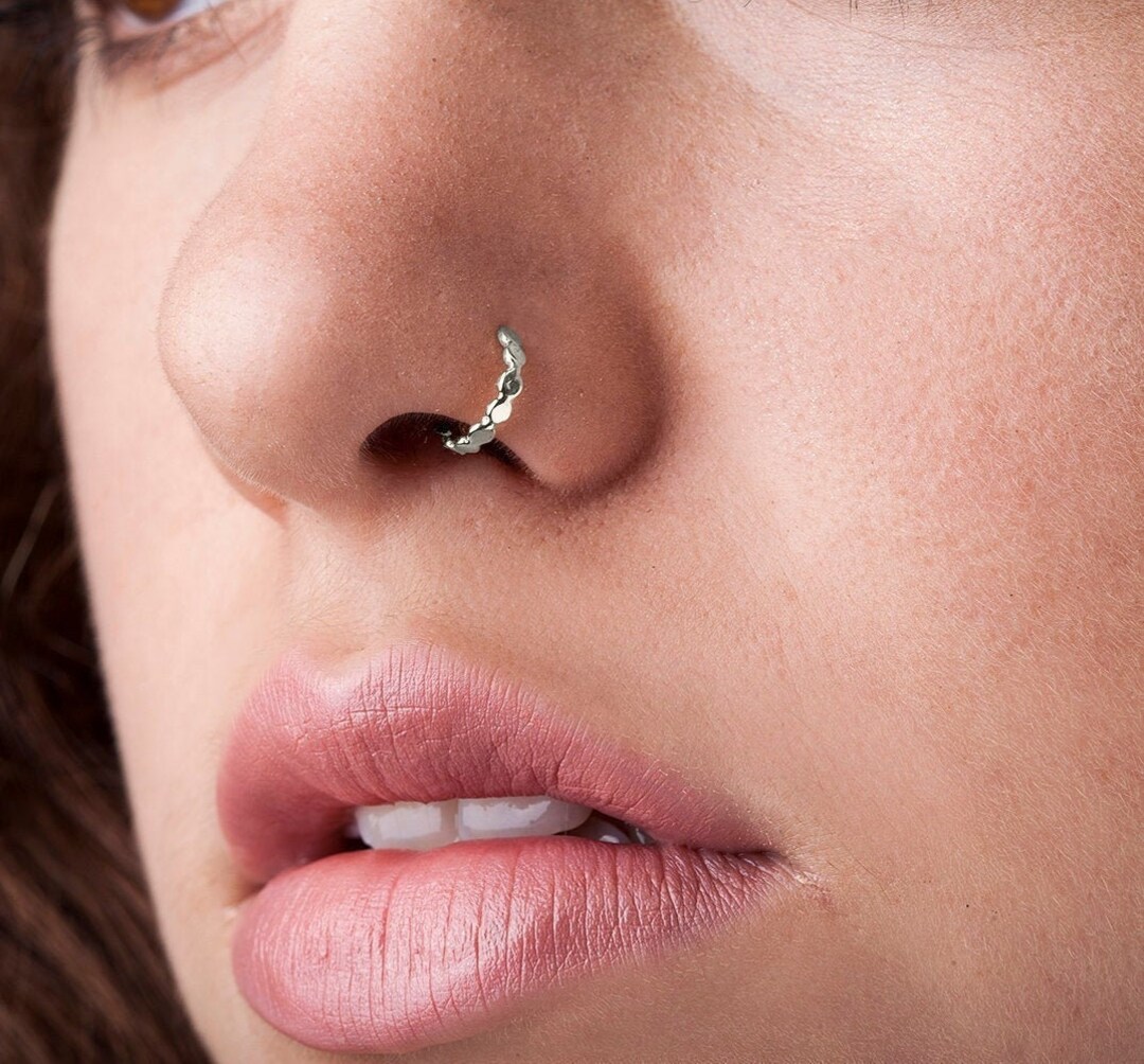 White Gold Nose Ring Plain Nose Ring Nose Cuff Gold Nose Etsy