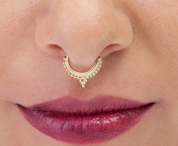 Nose ring septum rings sterling silver artisan handmade at ₹2550 | Azilaa