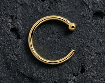 14K Gold Nose Ring Hoop - Handcrafted, Comfortable Fit