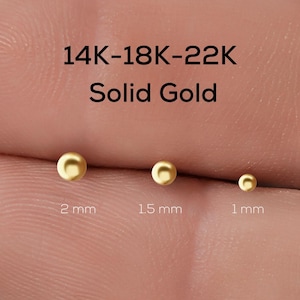 Piercing de nariz de bola: Minimalista y pequeño en oro - Opciones de 14k, 18k y 22k