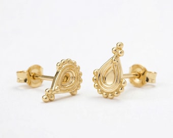 Aretes bohemios de oro de 14 quilates de inspiración india (ligeros, tamaño pequeño)