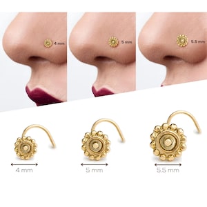 Indian Nose Stud, Small Nose Screw, Large Nose Pin, Bold Nose Ring, 14k Gold Nose Stud, Real gold Nose Stud, Solid Gold Nose Ring