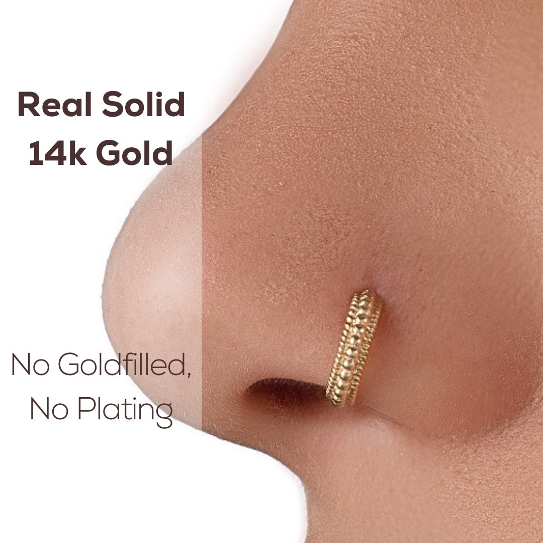 14k Gold Teardrop Design Nose Stud Jewelry - Angelina | Studio Meme –  Studio Meme - Dainty Tribal Jewelry