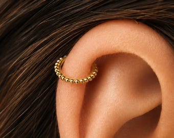 Dainty Gold Cartilage Earring: Boho Helix Ring, Lightweight