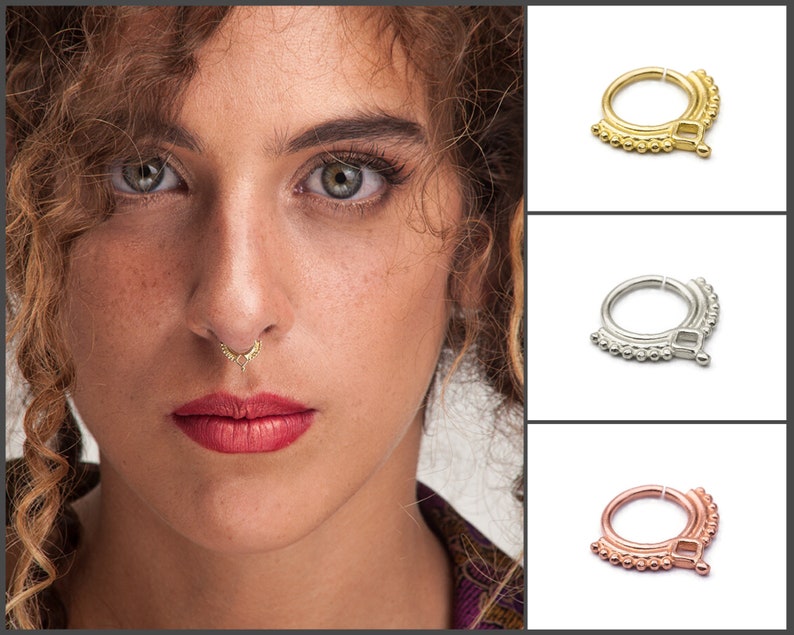 Septum Ring, Septum, Septum Jewelry, Septum Piercing, Gold Septum Ring, Solid Gold Septum Ring, 14k Gold Septum, Tribal Septum Ring, SKU 66 image 3