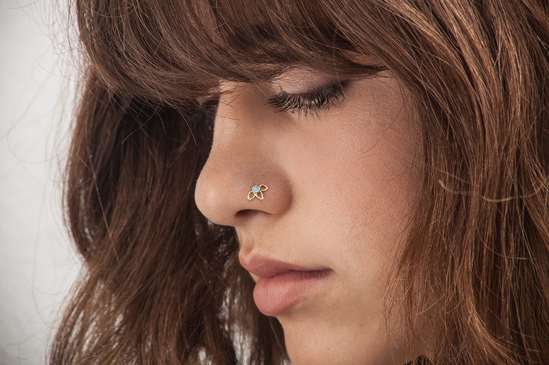 Nose Stud Nose Pin Flower Nose Stud Gold Nose Stud Nose Etsy Israel