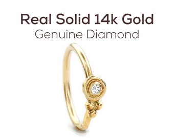 Diamond Nose Ring, Diamond Gold Nose Ring, Rose Gold  White Gold Nose Ring, Indian Nose Ring, Diamond Nose Hoop, Diamond Piercing, SKU 119