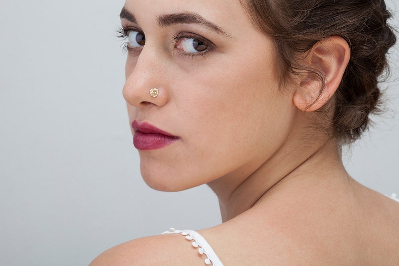 Solid 14k White Gold Indian Nose Stud Large Nose Stud Nose Etsy