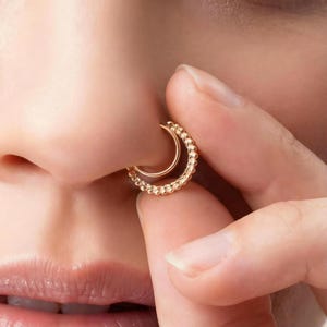 Dainty Indian Nose Hoop: Tiny Solid 14k Gold Ring (Custom Size) image 11