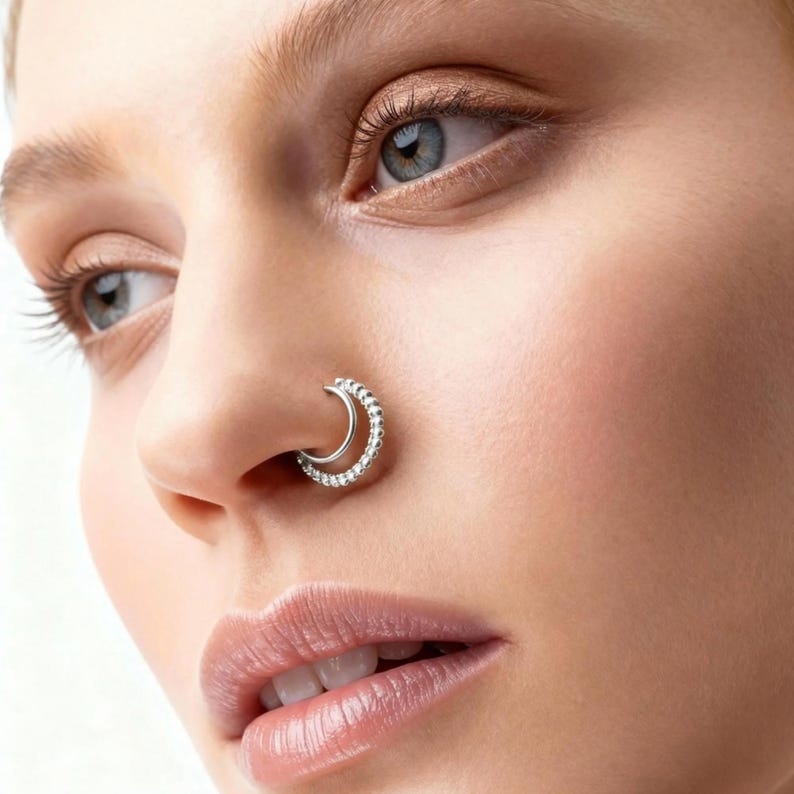 Dainty Indian Nose Hoop: Tiny Solid 14k Gold Ring (Custom Size) image 13