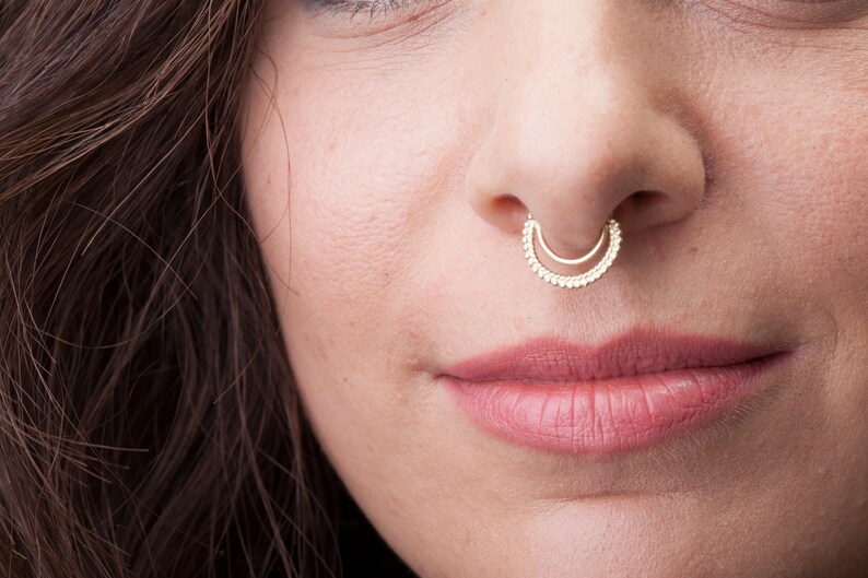 Solid 14k Yellow Gold Cartilage Earring White Gold Tragus Etsy