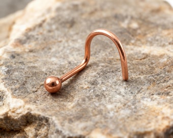 Tiny Rose Gold Nose Stud - Minimalist Ball Dot Design