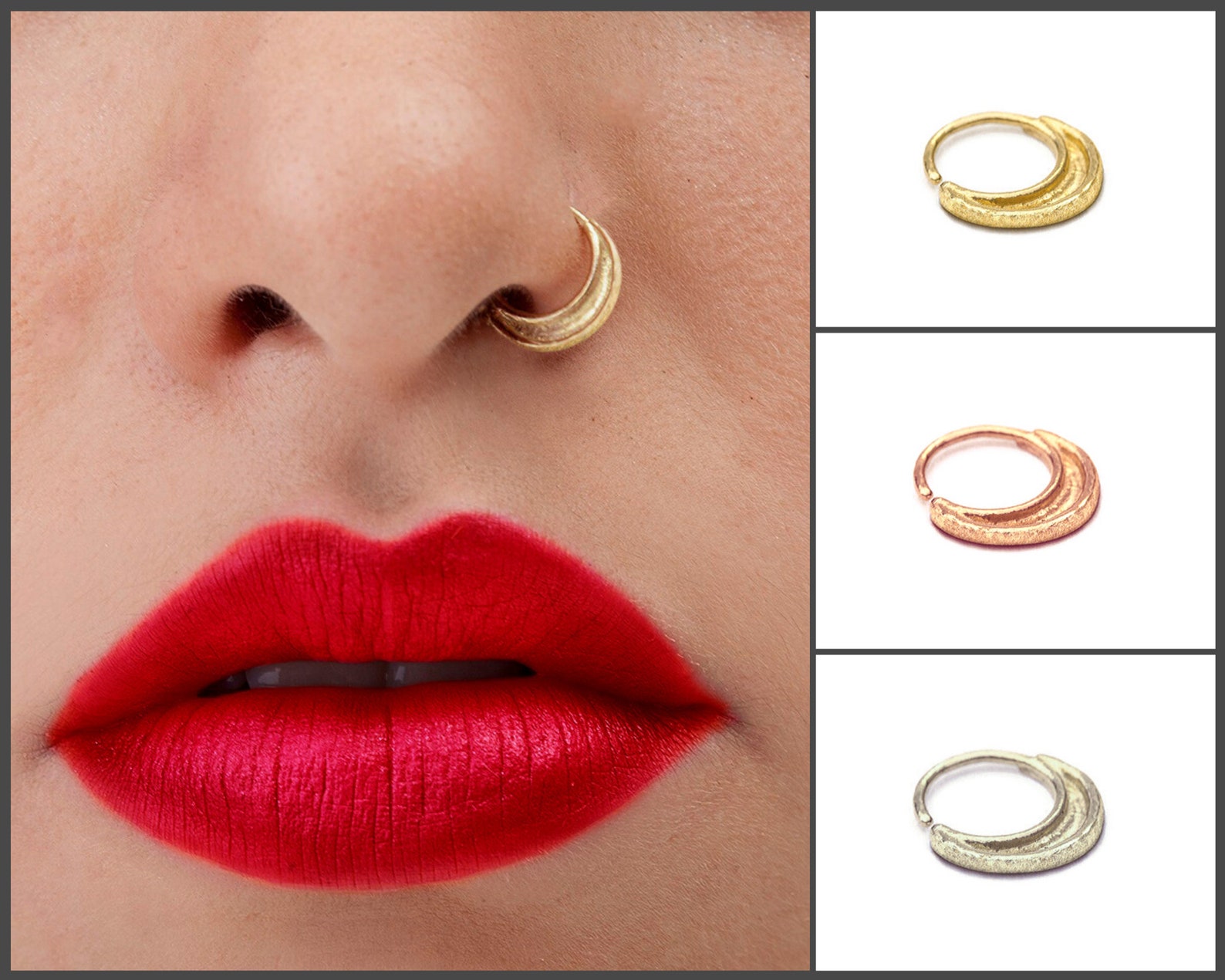 Moon Nose Ring Gold Nose Ring Nose Ring Nose Hoop Indian Etsy