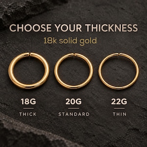 Aro nasal de oro macizo de 18k / Anillo nasal sin fin / Joyería minimalista hecha a mano para piercings / 18G 20G 22G