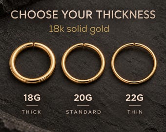 Solid 18k Gold Nose Hoop | Endless Nostril Ring | Handmade Minimalist Piercing Jewelry | 18G 20G 22G