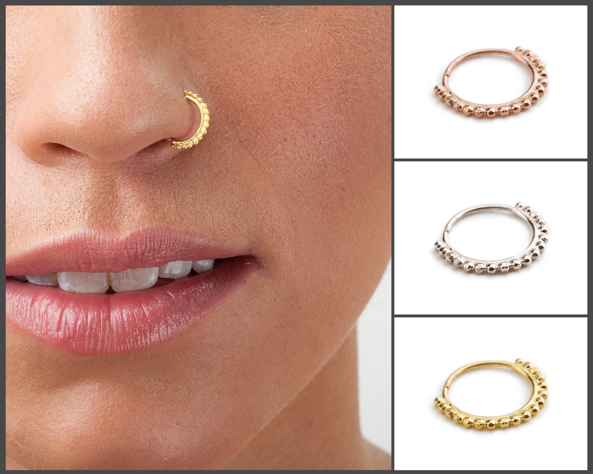 Rose Gold Nose Ring 14k Rose Gold Nose Ring Indian Nose Etsy