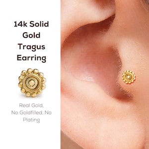 Gouden tragusnagel, tragusoorbel 14k, echt gouden tragus, unieke tragusnagel, platte achterkant tragus, gouden tragussieraden, gouden traguspiercing