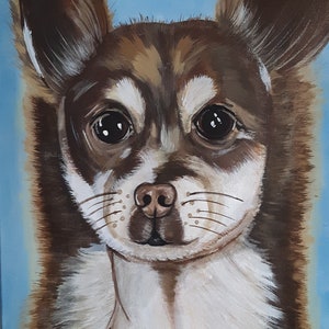 Custom Pet Portrait Painting,Hand Painted, Acrylic Pet Portrait from Photo on Canvas, various sizes available. 9x12 shown.