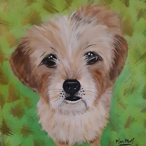 Custom Pet Portrait Painting,Hand Painted, Acrylic Pet Portrait from Photo on Canvas, various sizes available. 9x12 shown.
