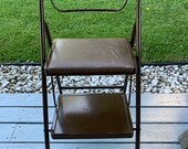Vintage Lady Seymour Mid Century Modern Folding Locking Step Stool, Plant Stand Kitchen Step Stool
