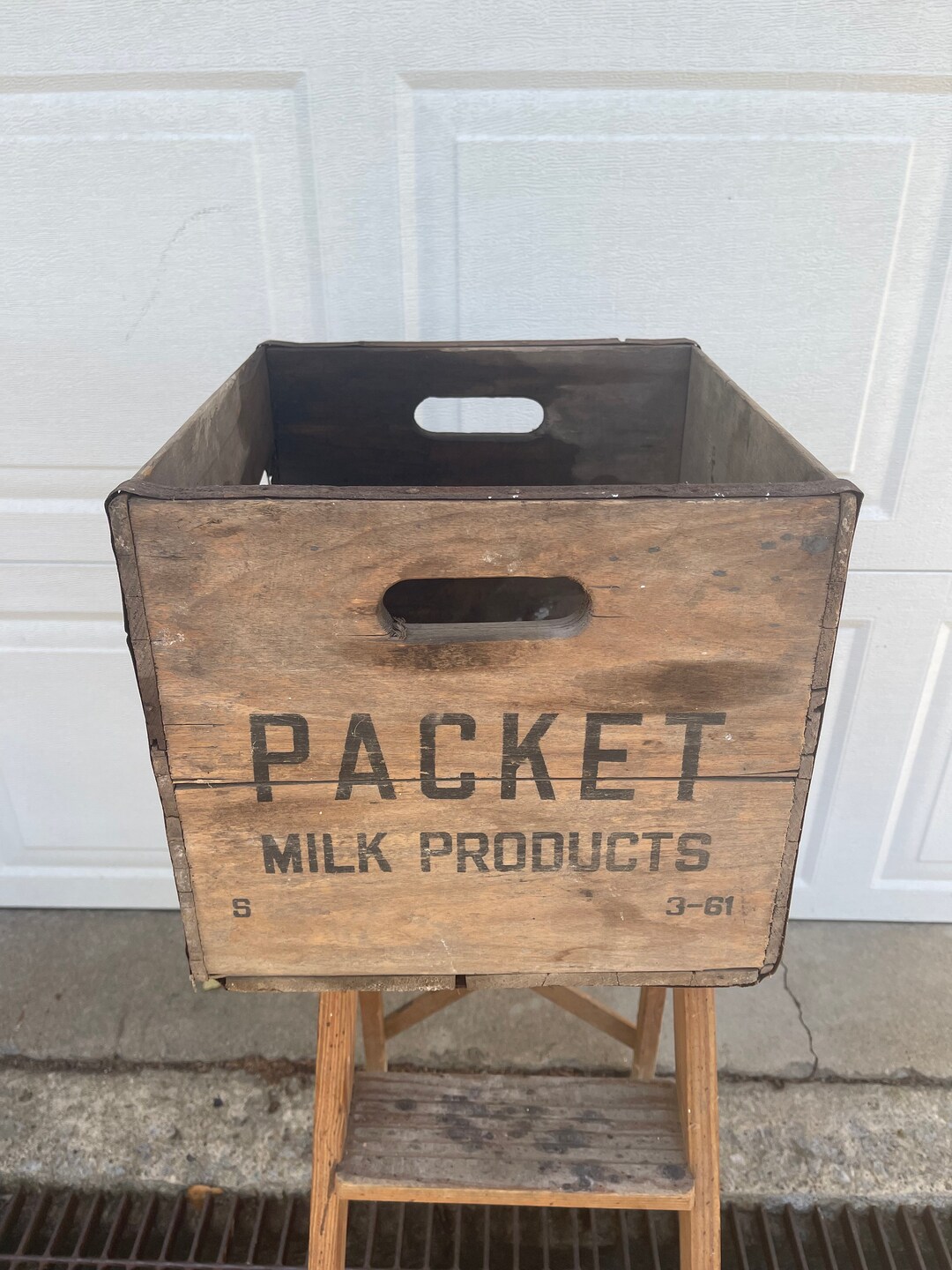 Vintage Wooden Milk Crate Rustic Milk Crate Rustic Wooden Etsy