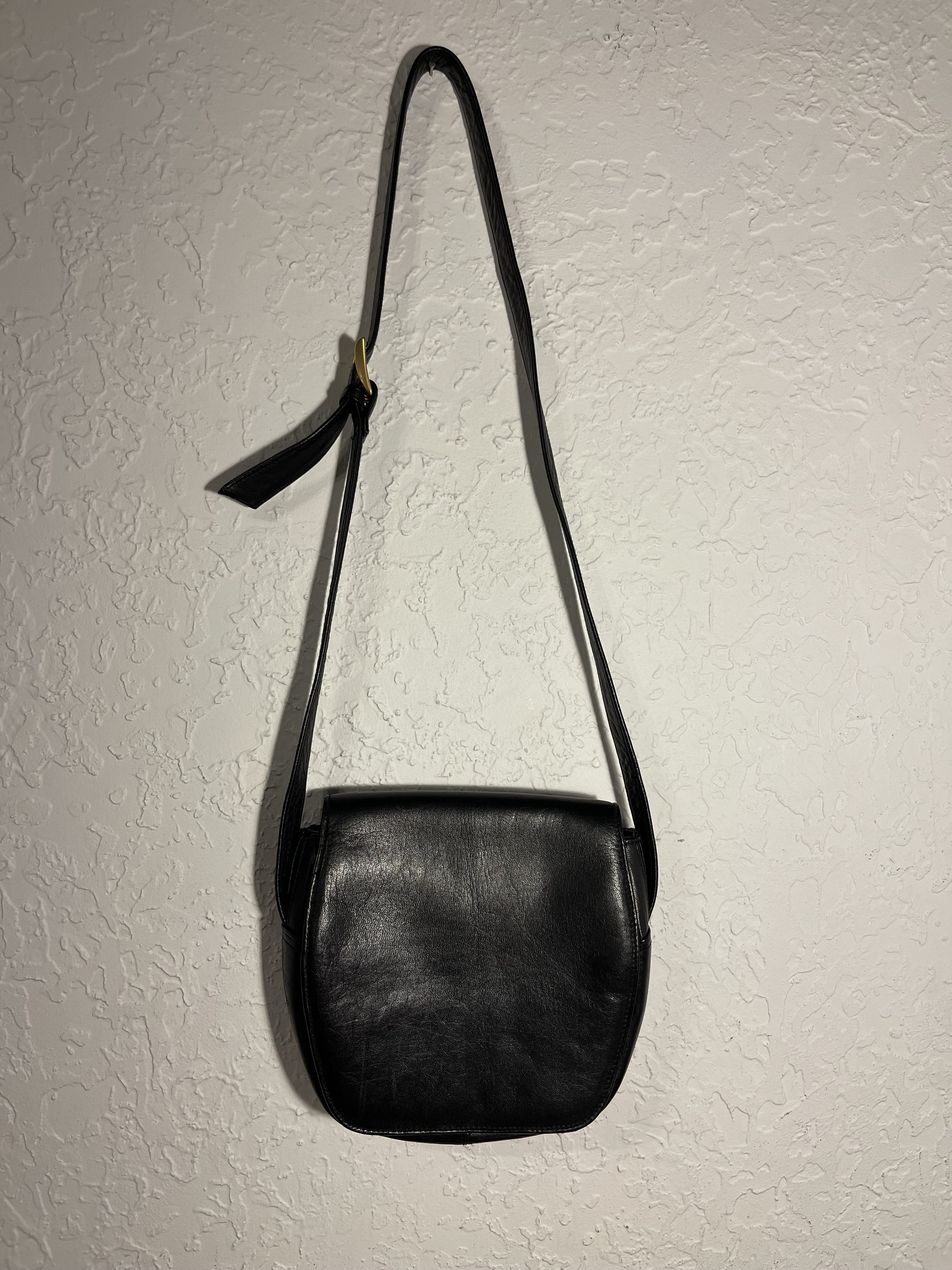Vintage Black Leather Saks Fifth Avenue Shoulder Bag Genuine