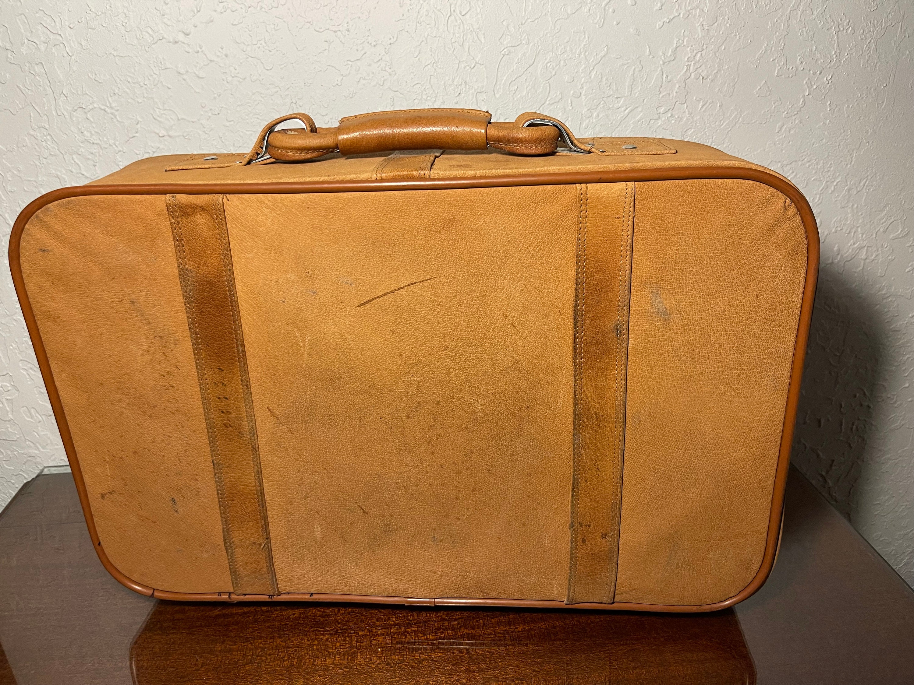 Vintage Ambassador Design Soft Leather Luggage an Ambassador Design Tempe Arizona Made in Taiwan Republic of China Leather Suitcase Tan Etsy