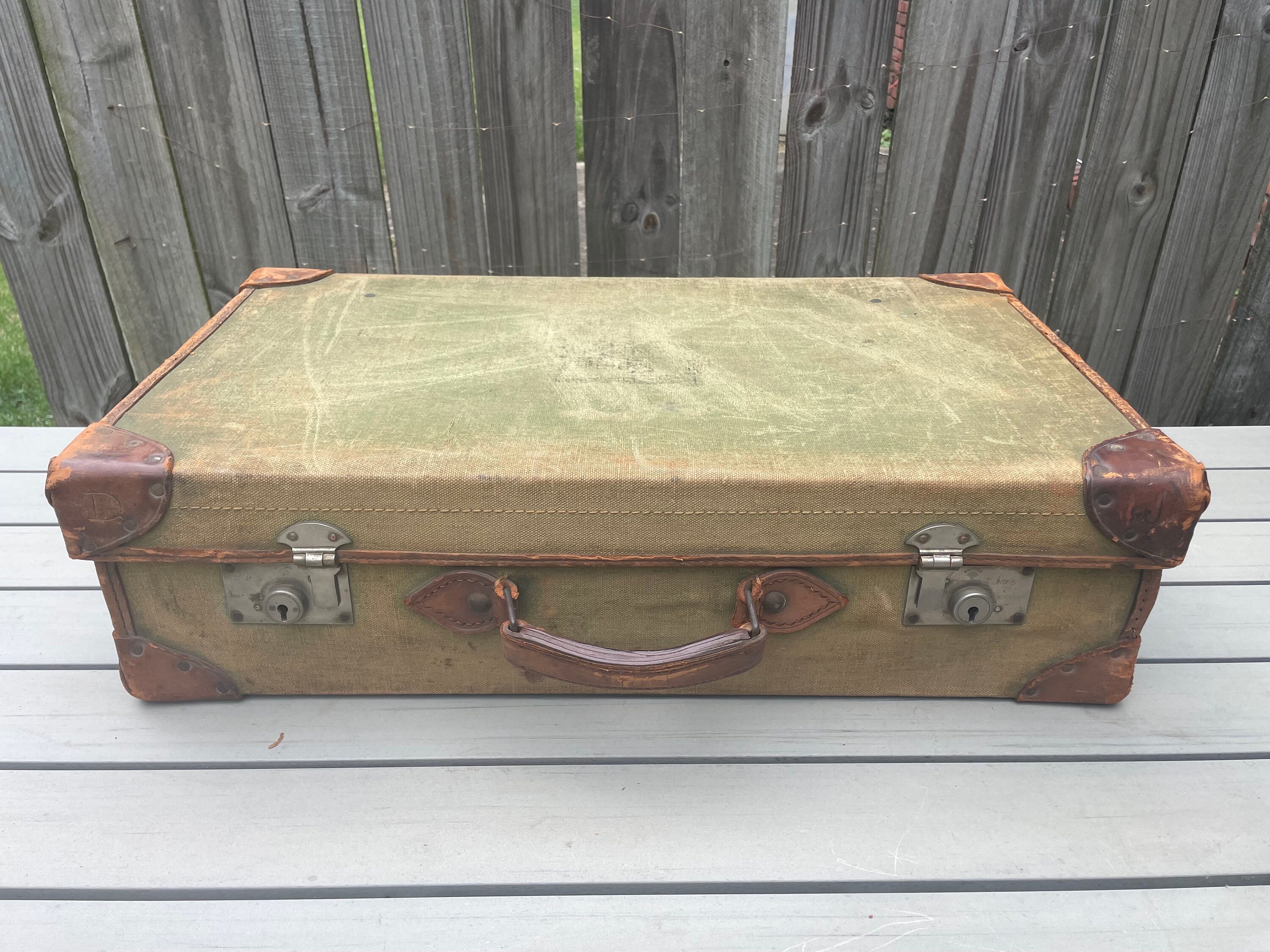 Vintage 1940 Suitcase Leather Papworth Industries Cambridge